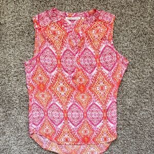 Violet & Claire Pink and Orange Printed Sleeveless Camisole